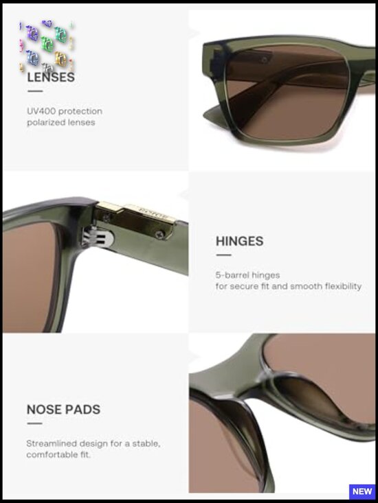 Trendy Polarized Square Sunglasses UV400 Retro 70s 80s 90s Shades Unisex main image 4